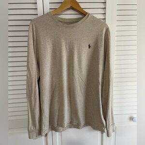 Polo by Ralph Lauren Long-Sleeve Crewneck Shirt in Taupe